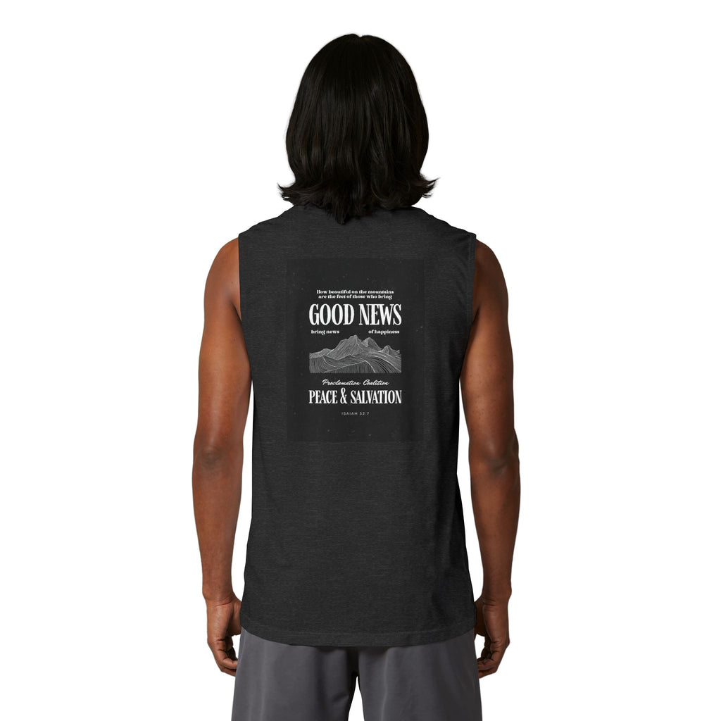 Muscle Tank — "Good News: Peace & Salvation" Graphic World Map Tee