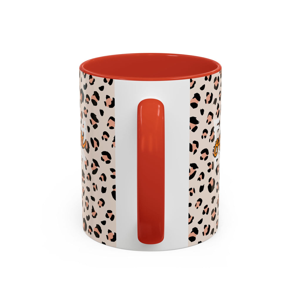 Leopard Print Accent Coffee Mug — Pink & Black Animal Pattern (11/15 oz)