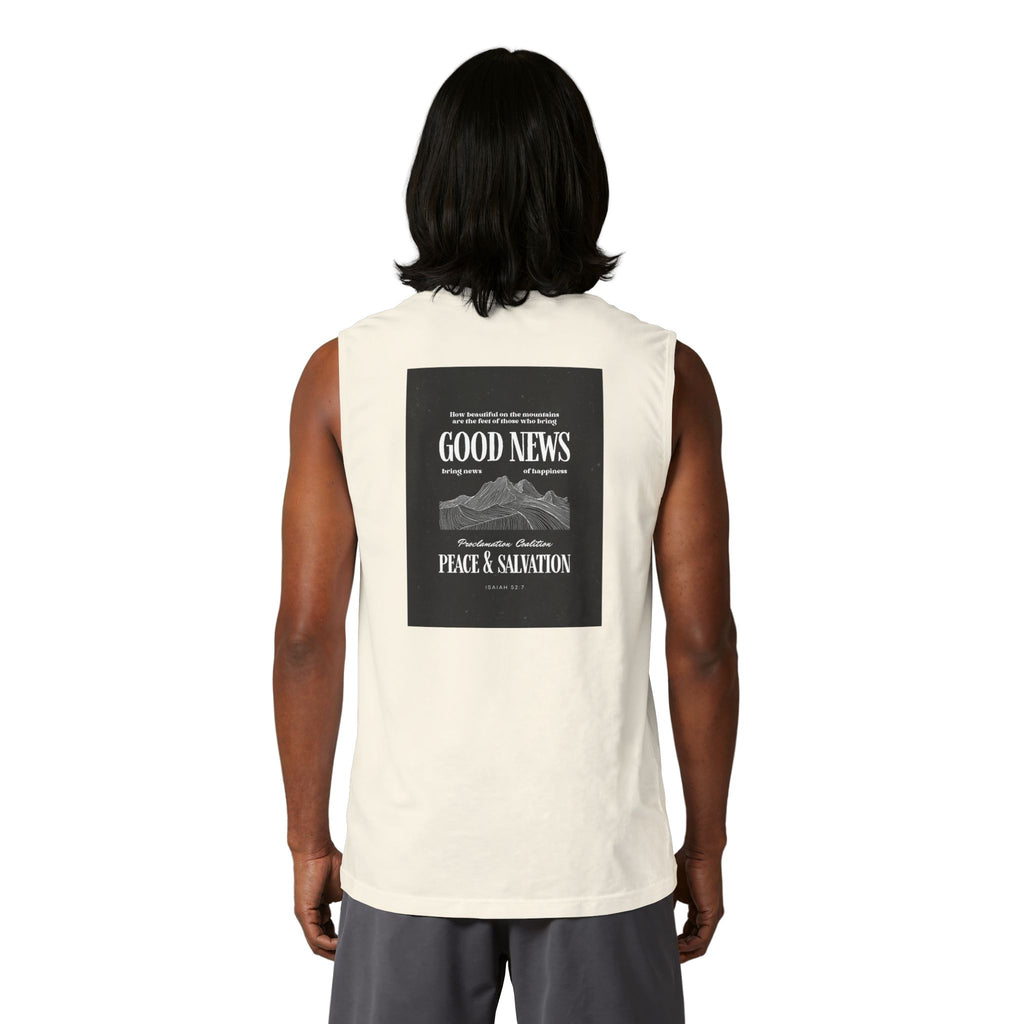 Muscle Tank — "Good News: Peace & Salvation" Graphic World Map Tee