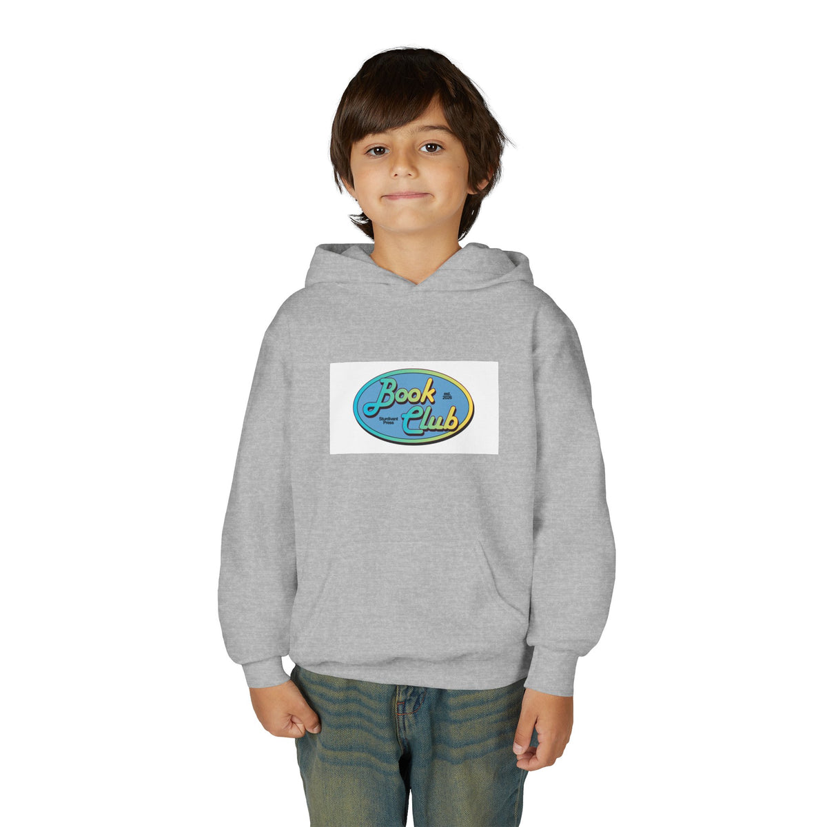 Youth Hoodie — 'Book Club' Front Logo & 'Grow In Peace' Botanical Back Graphic