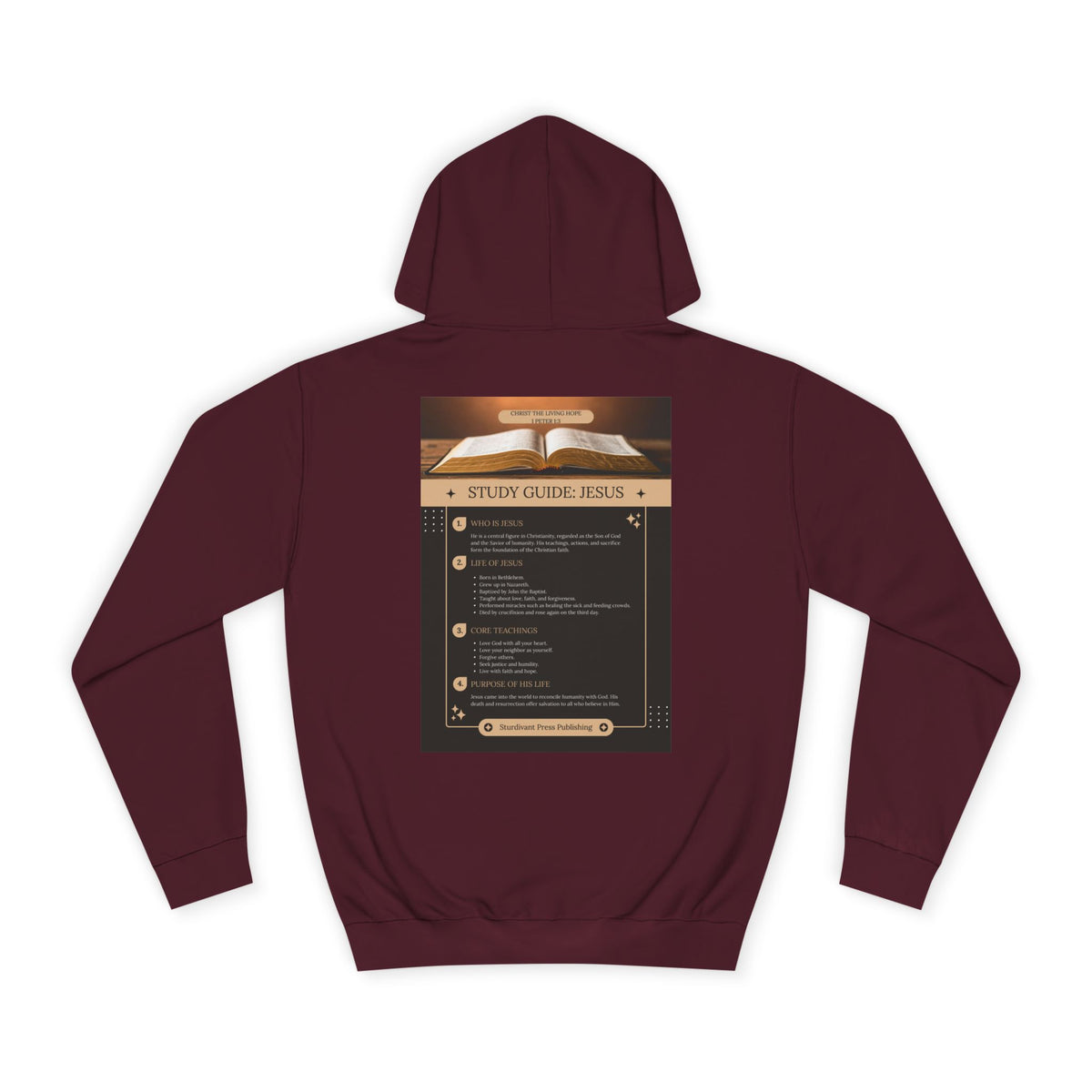 College Study Guide Hoodie — "Study Guide: Jesus" Inspirational Campus Pullover