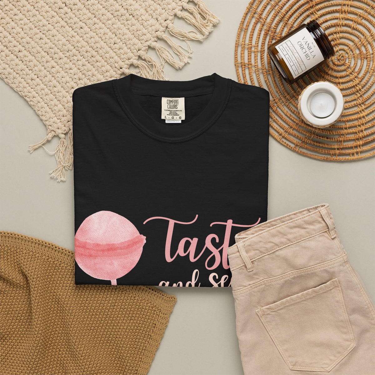 Christian Lollipop Tee — "Taste and See that the Lord is Good" Pink Faith T-Shirt