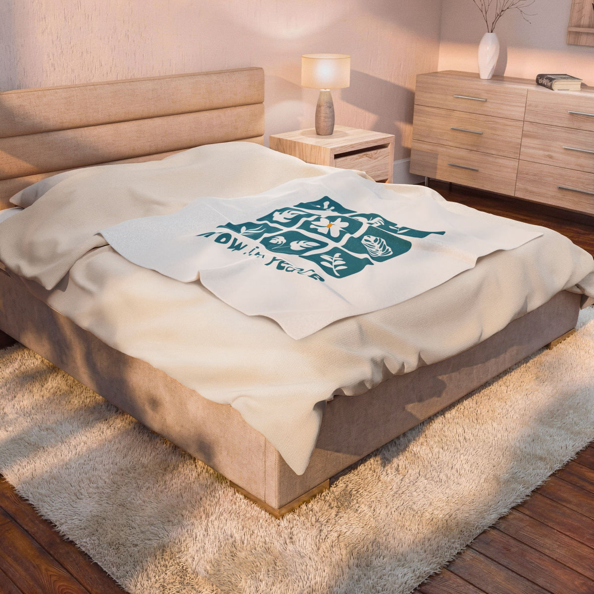 Velveteen Blanket — "Grow in Peace" Botanical Plush Throw