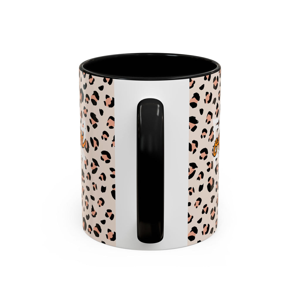 Leopard Print Accent Coffee Mug — Pink & Black Animal Pattern (11/15 oz)