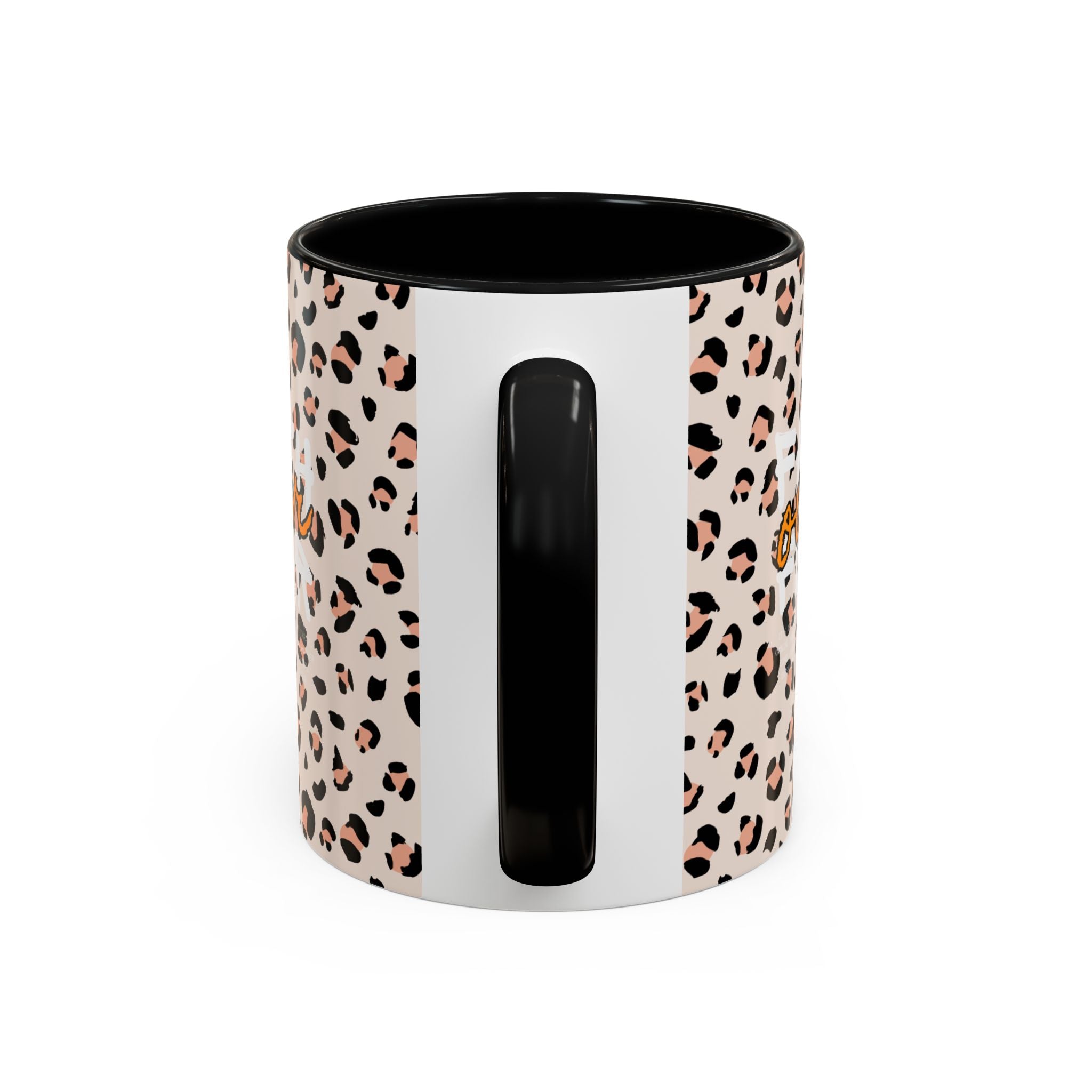 Leopard Print Accent Coffee Mug — Pink & Black Animal Pattern (11/15 oz)