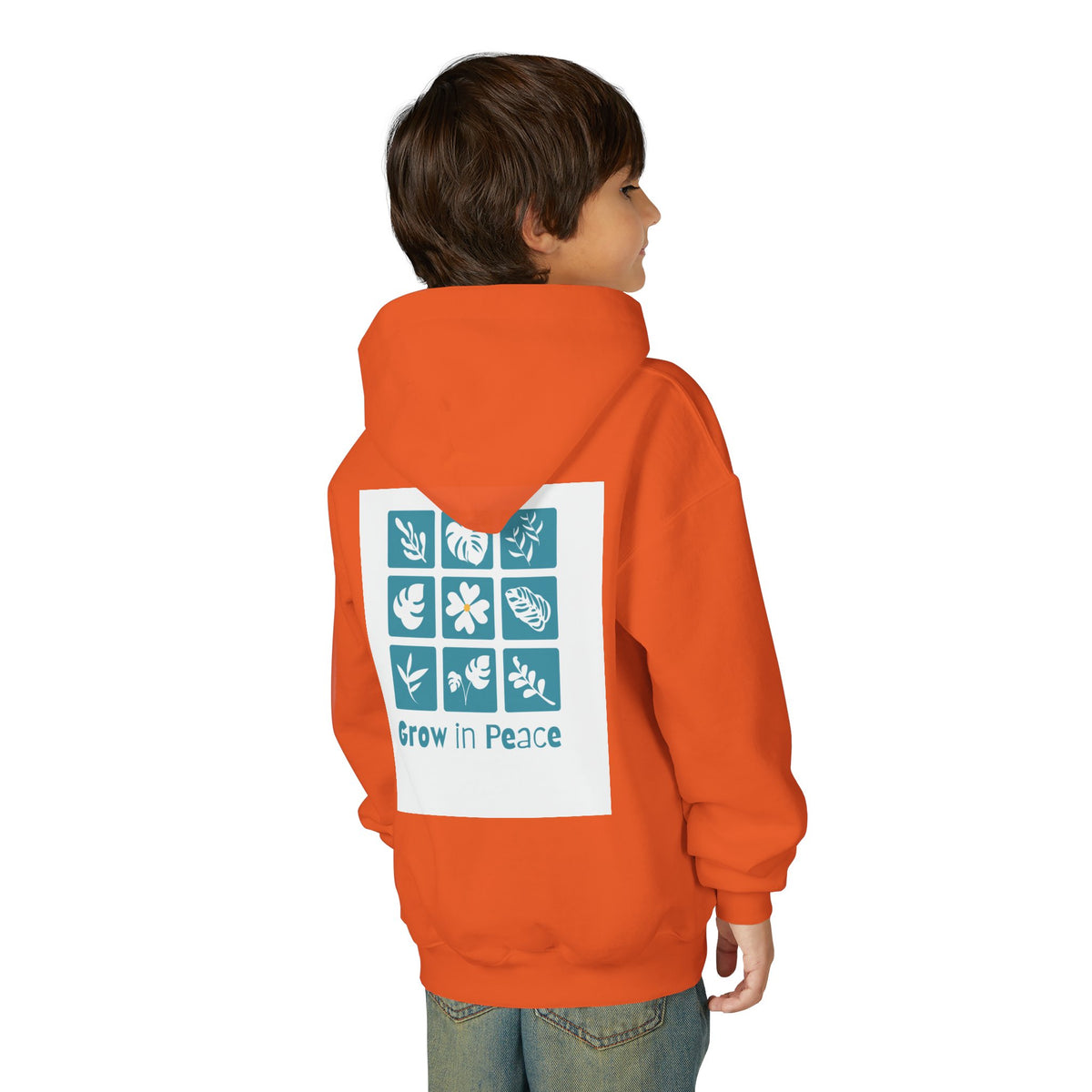 Youth Hoodie — 'Book Club' Front Logo & 'Grow In Peace' Botanical Back Graphic