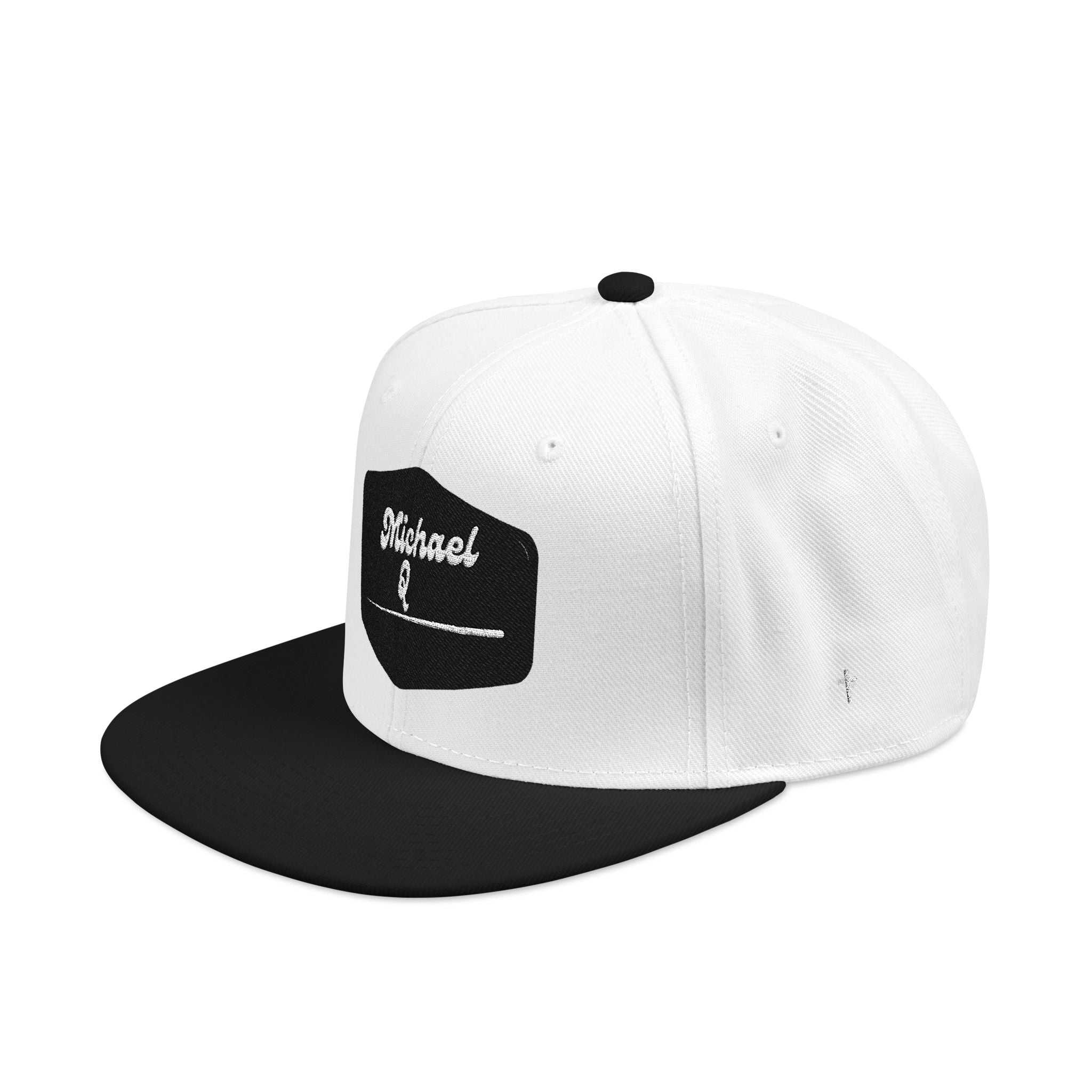Embroidered 'Stoked' Snapback Hat — Black & Charcoal Skate Cap