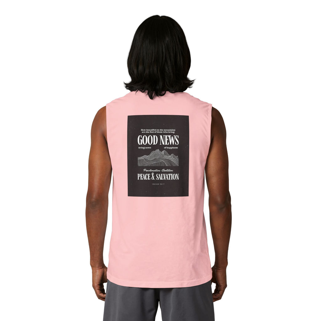 Muscle Tank — "Good News: Peace & Salvation" Graphic World Map Tee