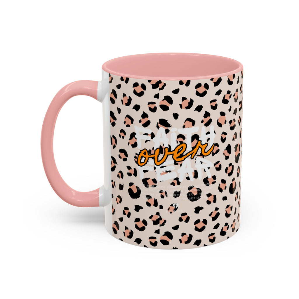 Leopard Print Accent Coffee Mug — Pink & Black Animal Pattern (11/15 oz)