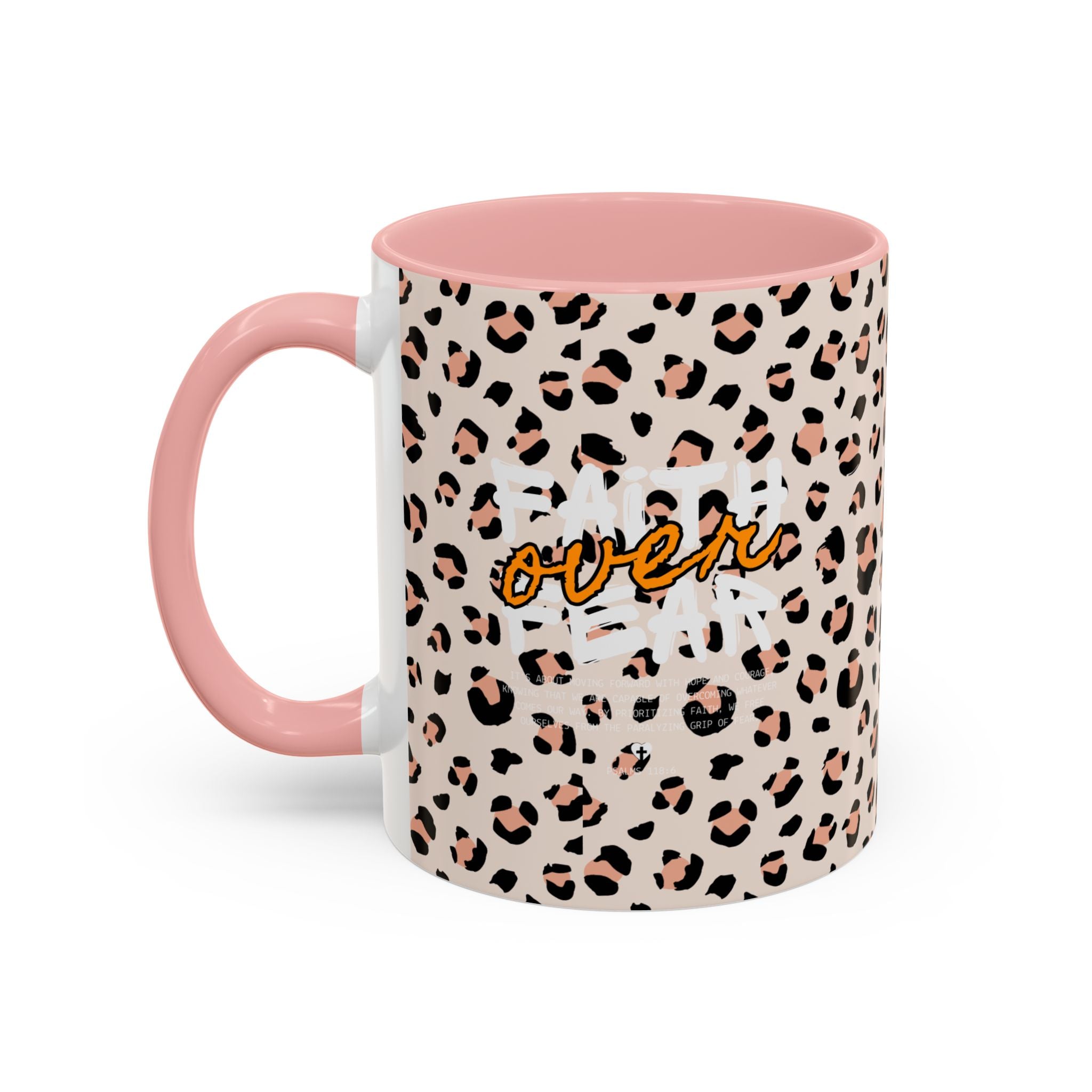 Leopard Print Accent Coffee Mug — Pink & Black Animal Pattern (11/15 oz)