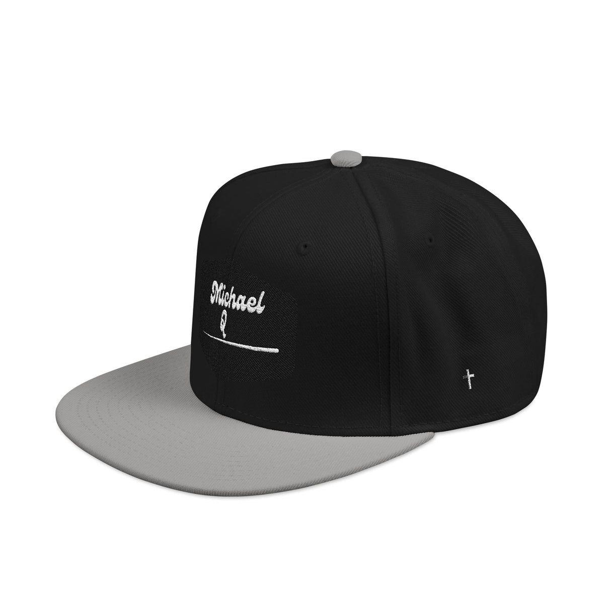 Embroidered 'Stoked' Snapback Hat — Black & Charcoal Skate Cap