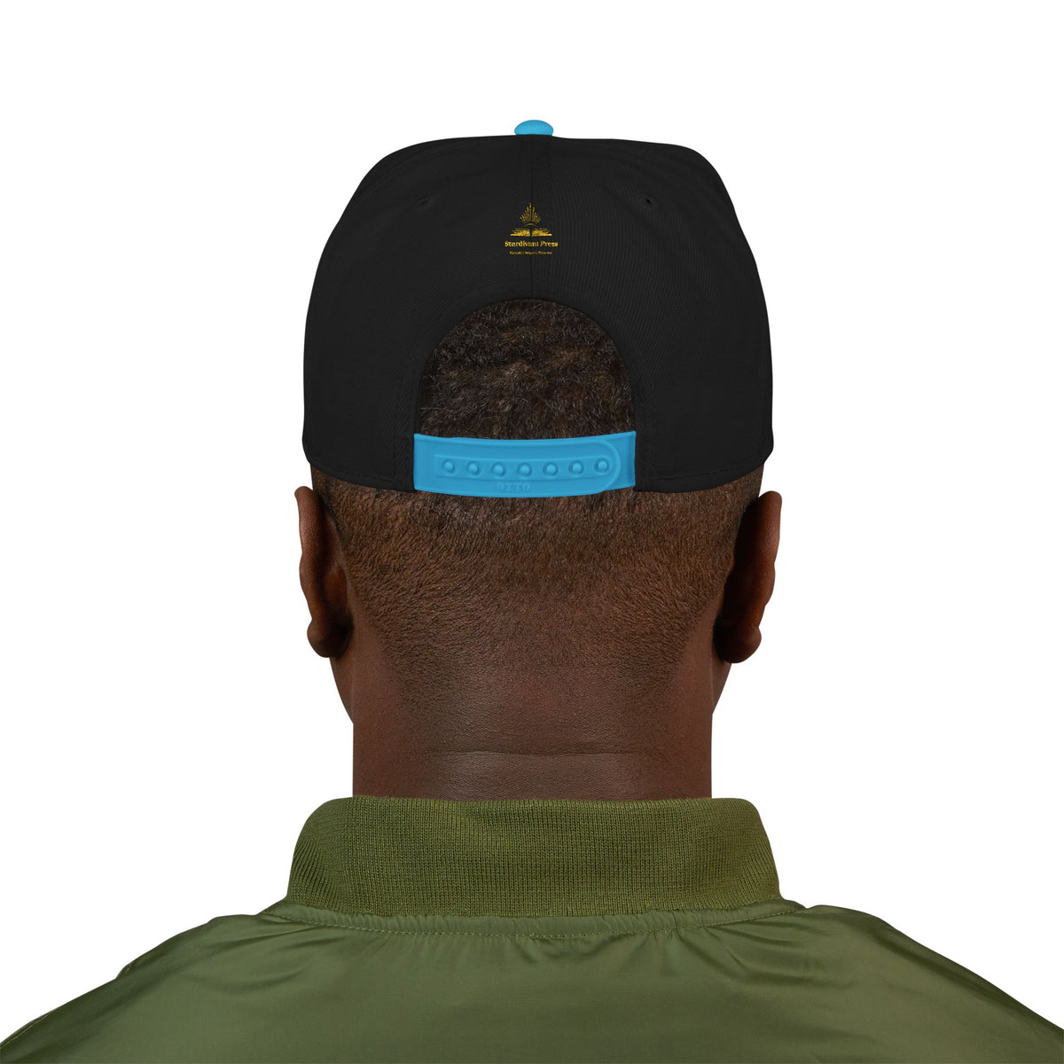 Embroidered 'Stoked' Snapback Hat — Black & Charcoal Skate Cap