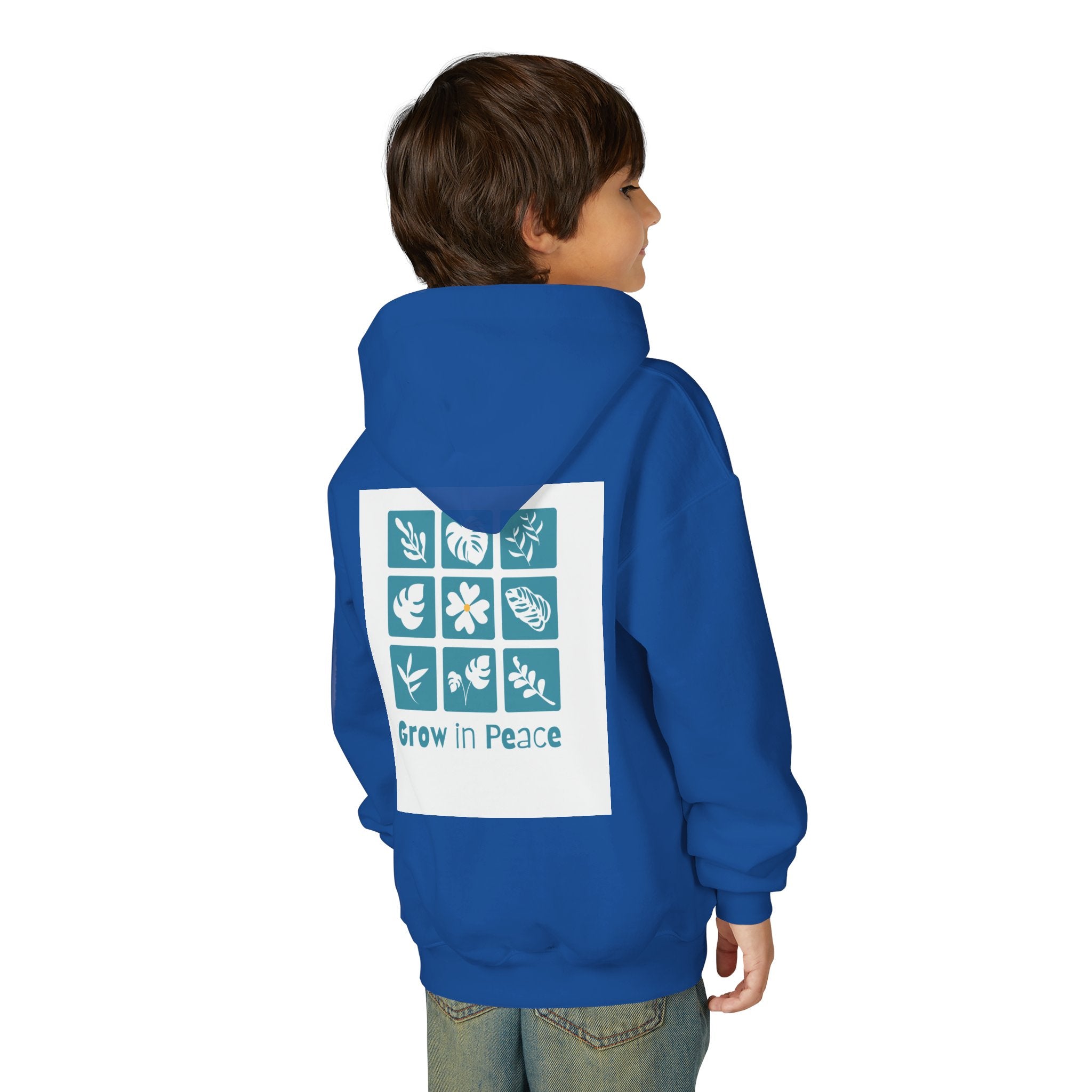 Youth Hoodie — 'Book Club' Front Logo & 'Grow In Peace' Botanical Back Graphic