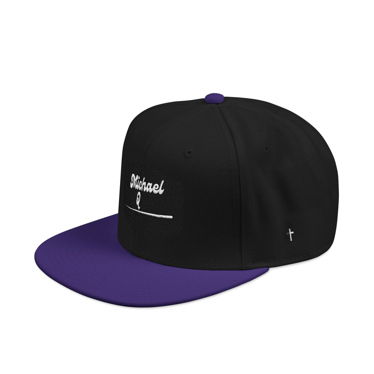 Embroidered 'Stoked' Snapback Hat — Black & Charcoal Skate Cap
