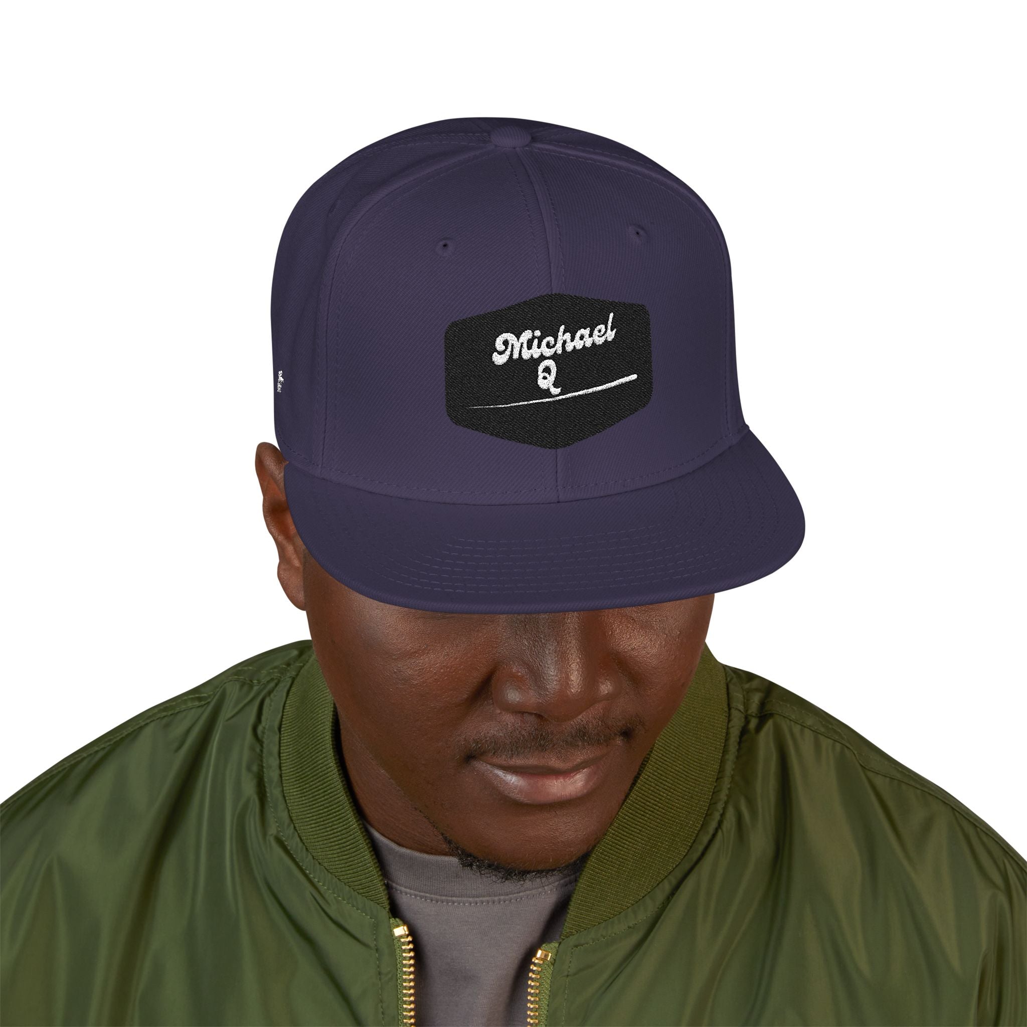 Embroidered 'Stoked' Snapback Hat — Black & Charcoal Skate Cap