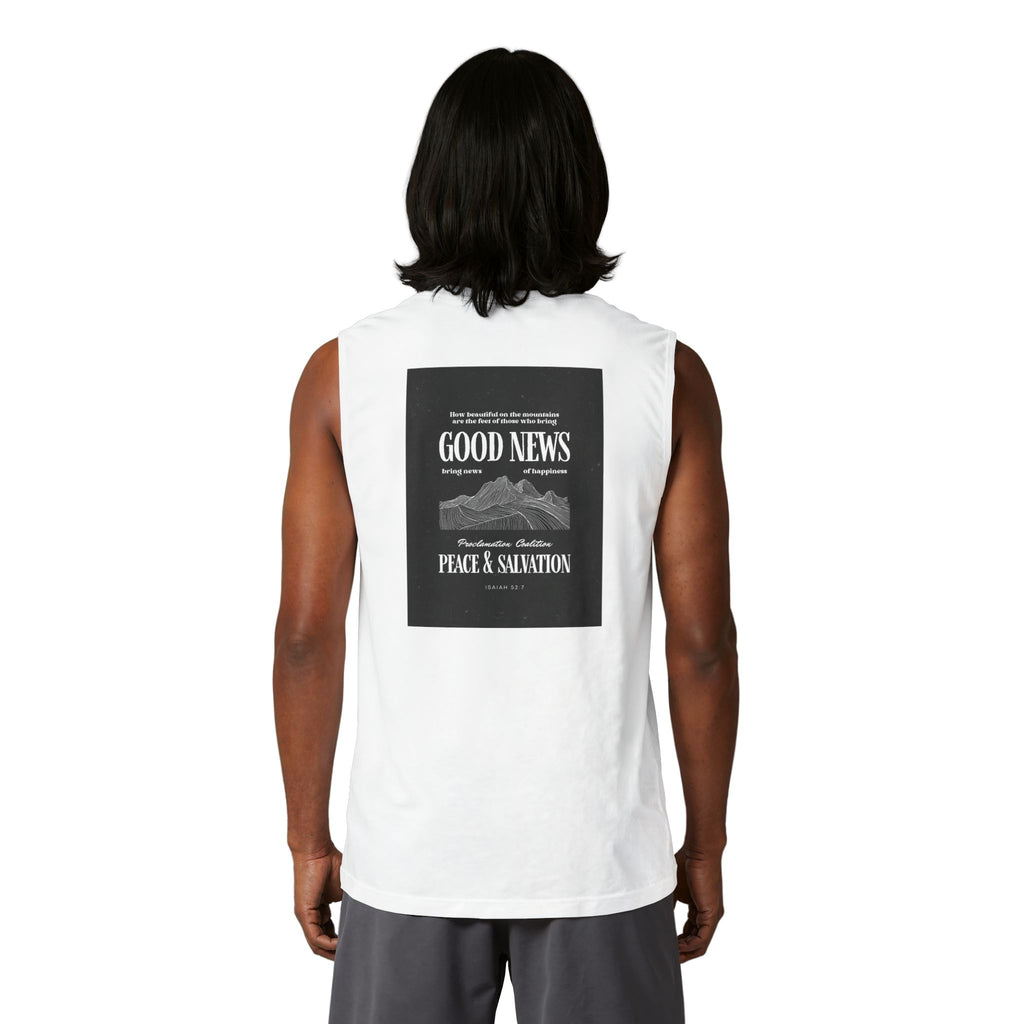 Muscle Tank — "Good News: Peace & Salvation" Graphic World Map Tee