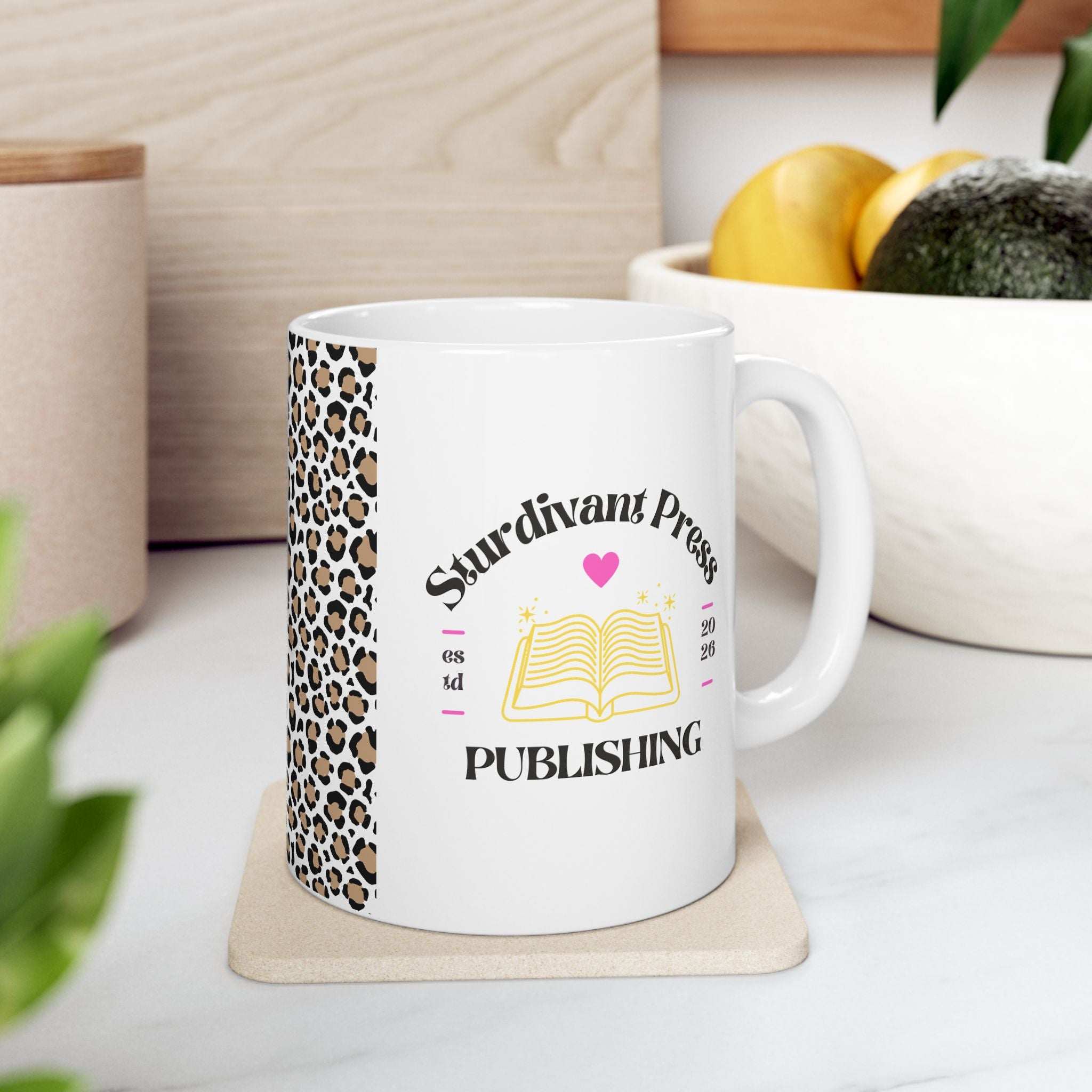 Leopard Accent Ceramic Mug – Saturday Plans: Brunch & Purse Checklist (11oz/15oz)
