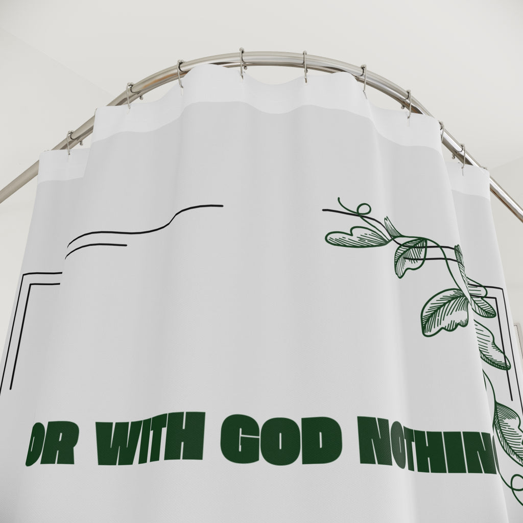 Luke 1:37 Shower Curtain – "For With God Nothing Will Be Impossible" Christian Bath Decor