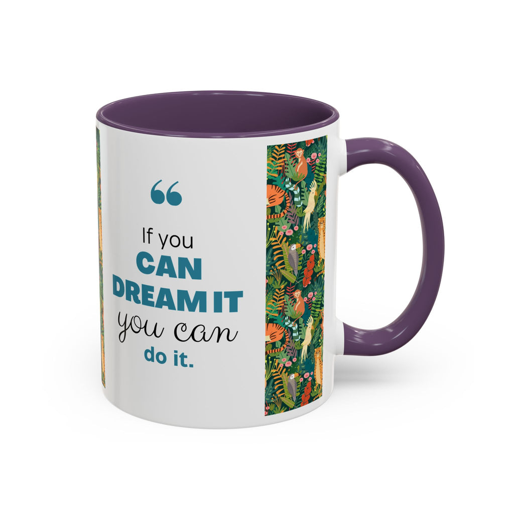 Tropical Jungle Animal Accent Coffee Mug — Colorful Parrot, Tiger & Leopard Pattern (11/15 oz)