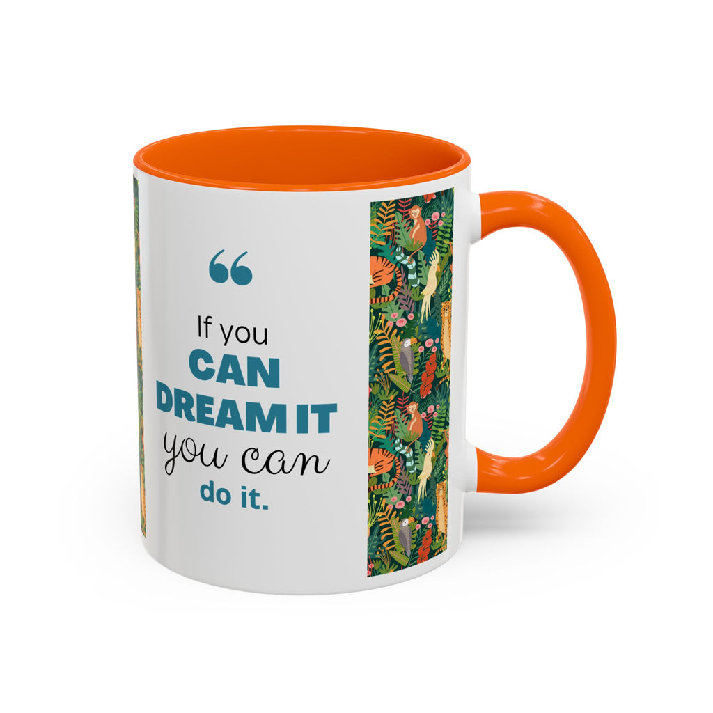 Tropical Jungle Animal Accent Coffee Mug — Colorful Parrot, Tiger & Leopard Pattern (11/15 oz)