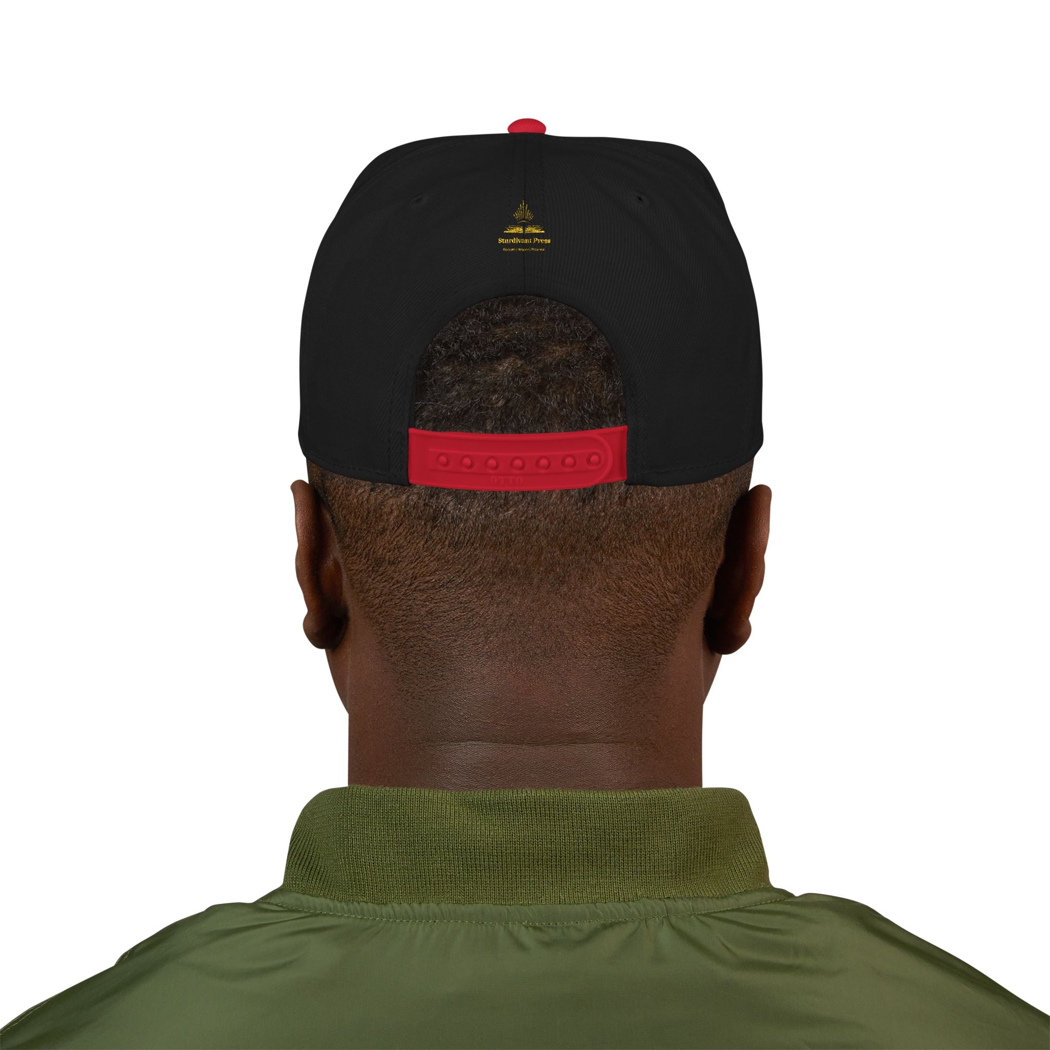 Embroidered 'Stoked' Snapback Hat — Black & Charcoal Skate Cap