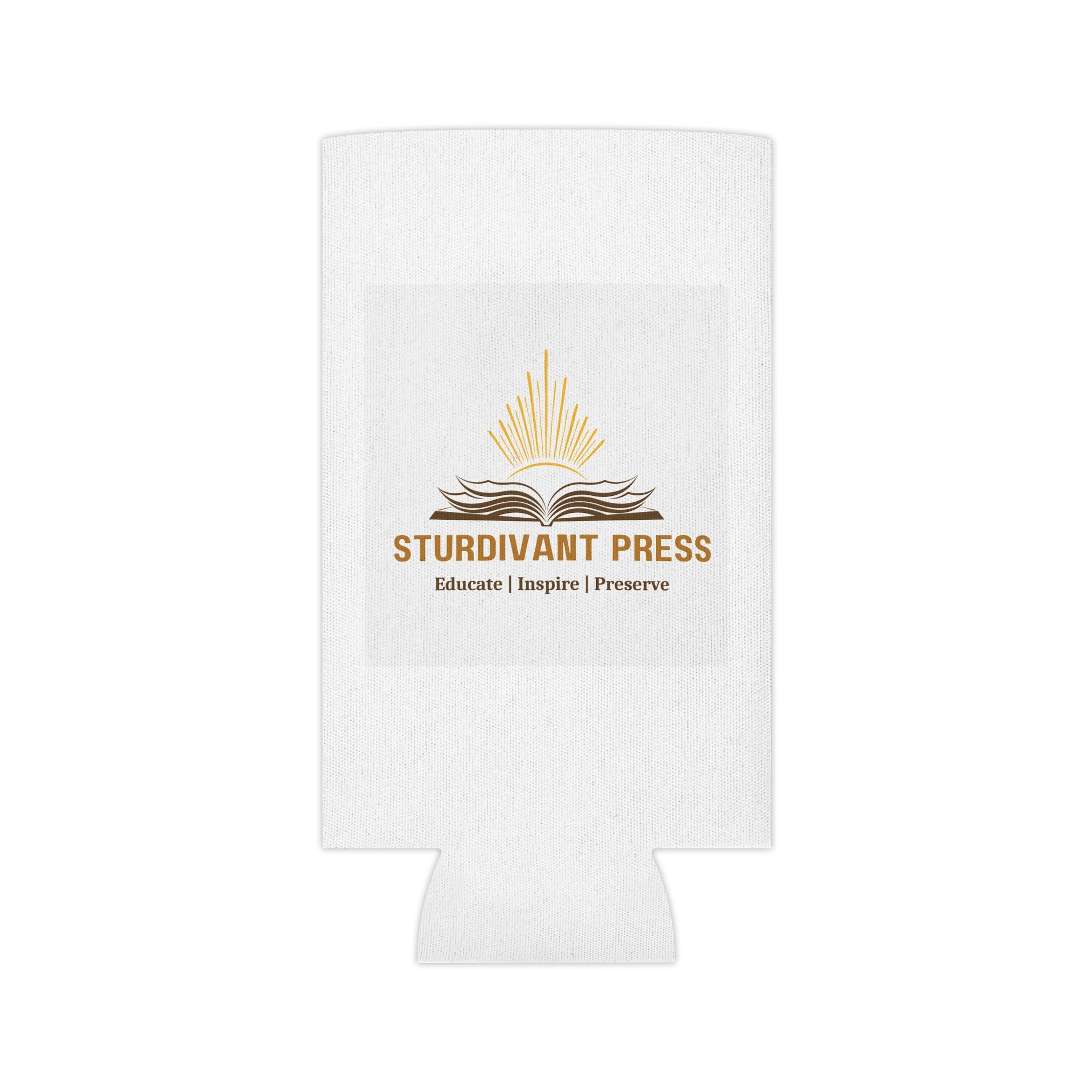Can Cooler — Sturdivant Press Logo Can Koozie (Educate | Inspire | Preserve)