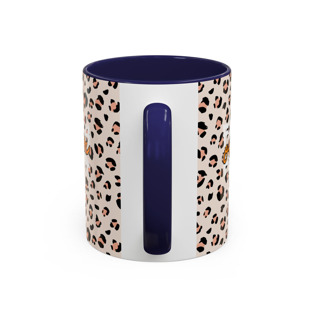 Leopard Print Accent Coffee Mug — Pink & Black Animal Pattern (11/15 oz)