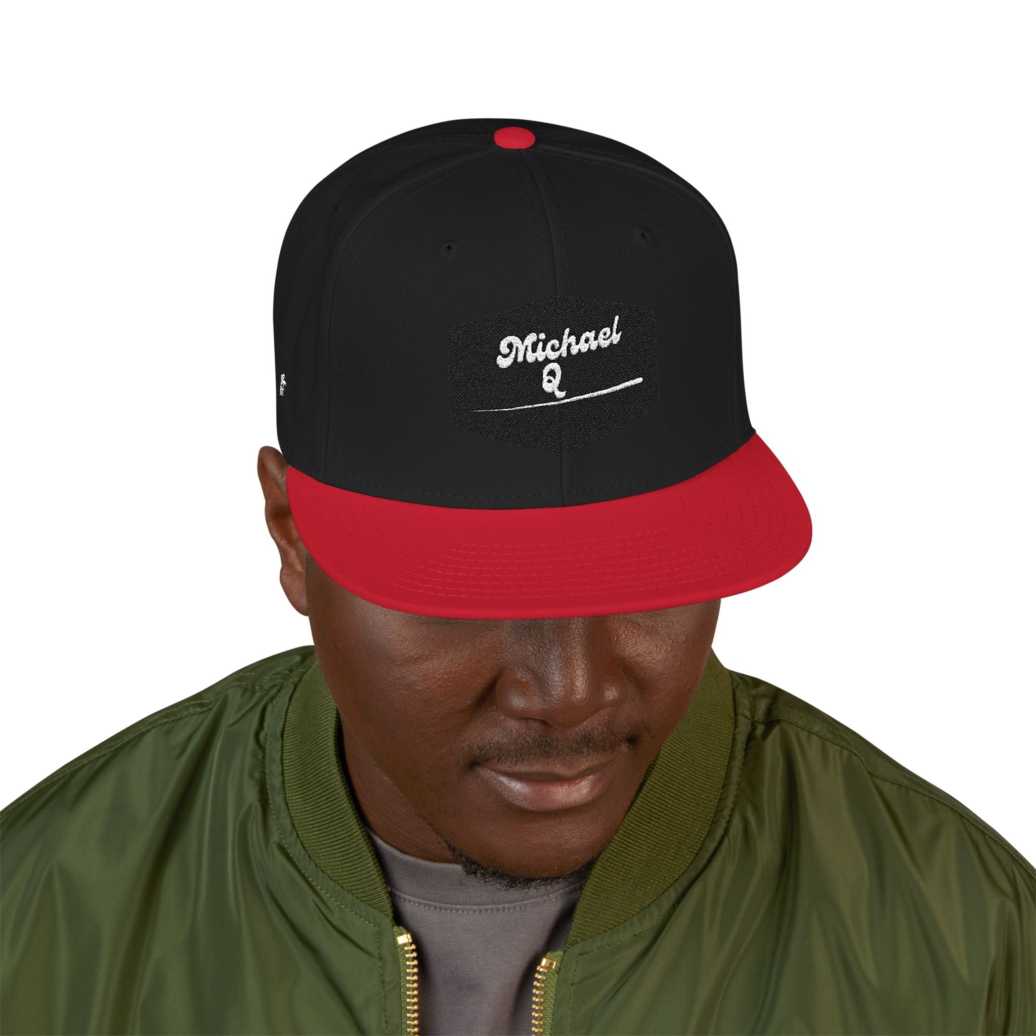 Embroidered 'Stoked' Snapback Hat — Black & Charcoal Skate Cap