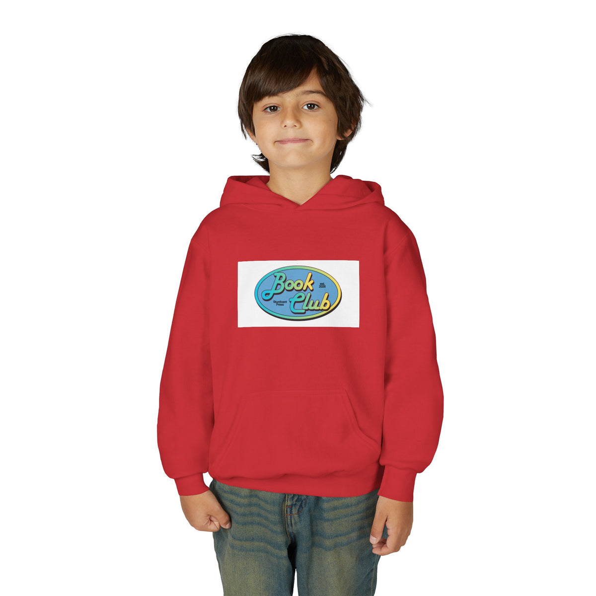 Youth Hoodie — 'Book Club' Front Logo & 'Grow In Peace' Botanical Back Graphic