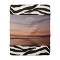 Inspirational Psalm Sherpa Blanket — "For I Know the Plans" Cozy Fleece with Zebra Trim