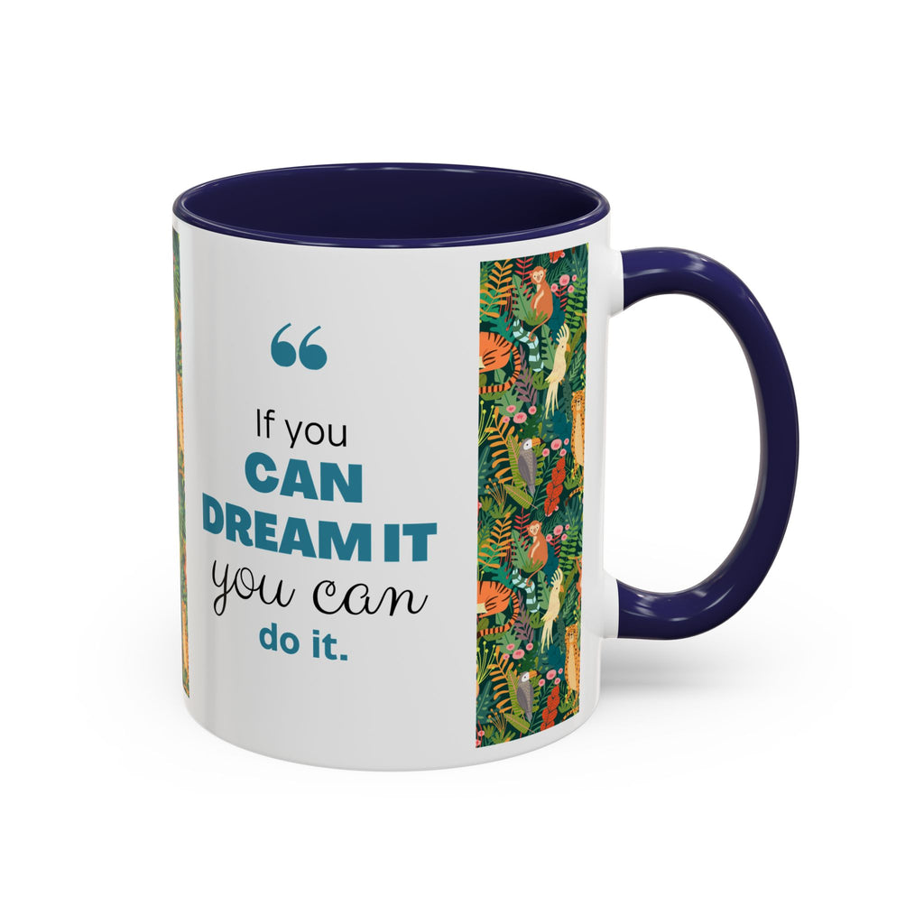Tropical Jungle Animal Accent Coffee Mug — Colorful Parrot, Tiger & Leopard Pattern (11/15 oz)
