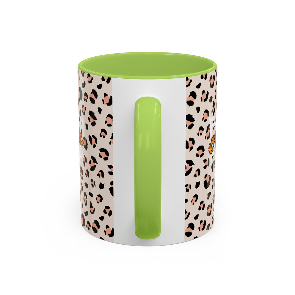 Leopard Print Accent Coffee Mug — Pink & Black Animal Pattern (11/15 oz)