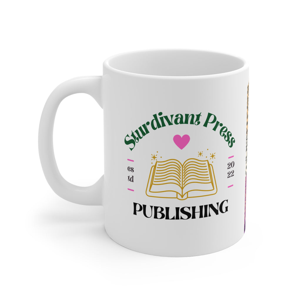 Publishing Mug — 'Sturdivant Press' Book Lover Coffee Cup with Colorful Leopard Pattern