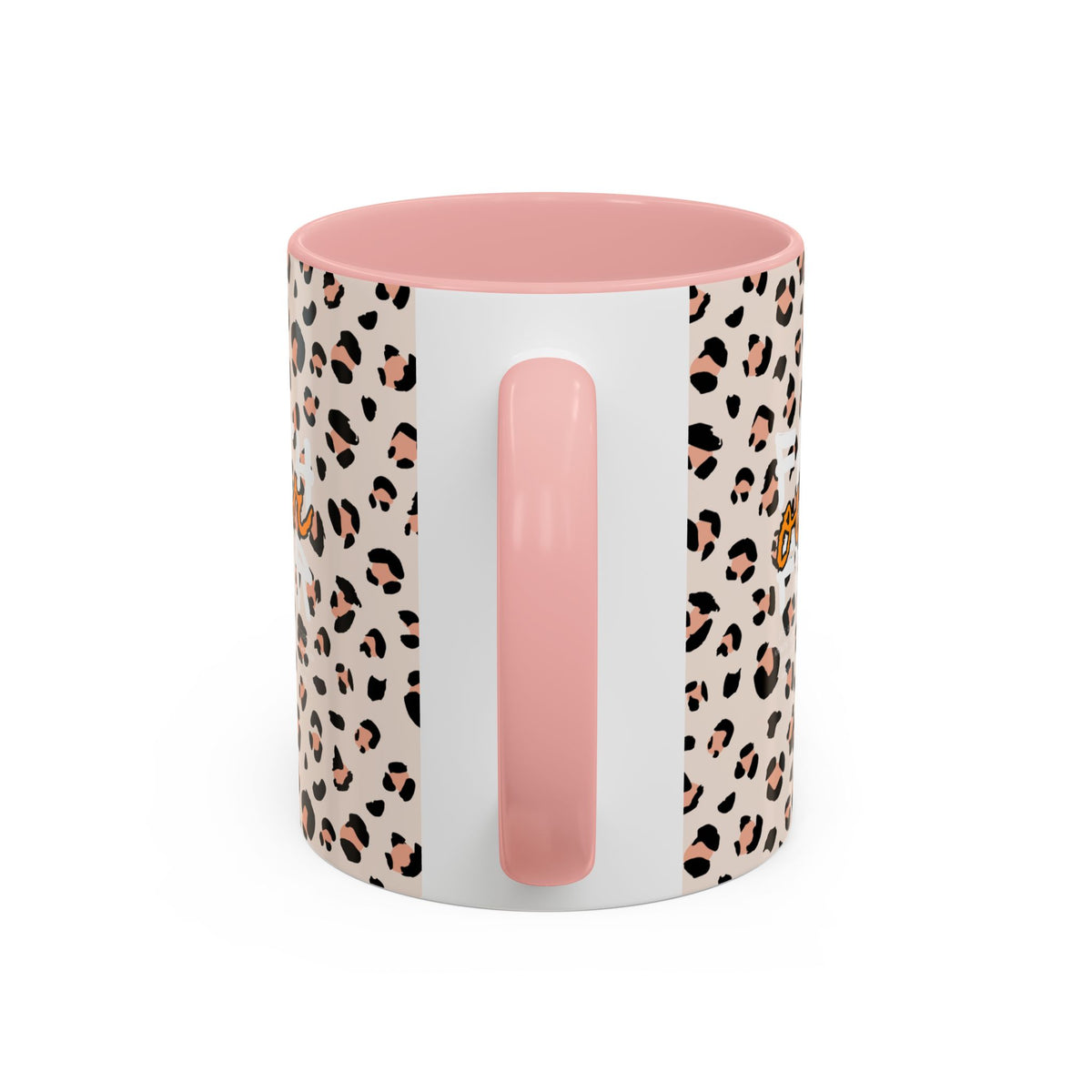 Leopard Print Accent Coffee Mug — Pink & Black Animal Pattern (11/15 oz)