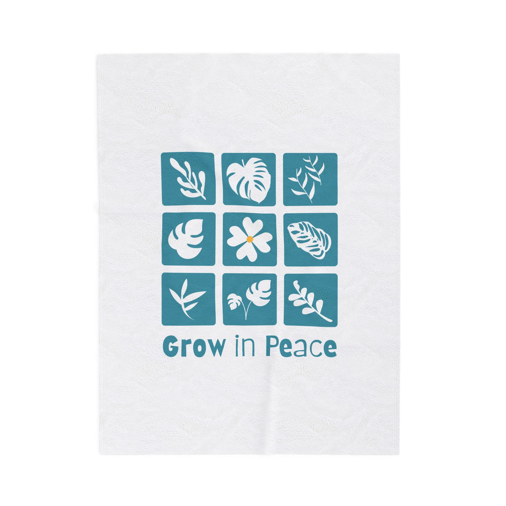 Velveteen Blanket — "Grow in Peace" Botanical Plush Throw