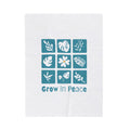 Velveteen Blanket — "Grow in Peace" Botanical Plush Throw
