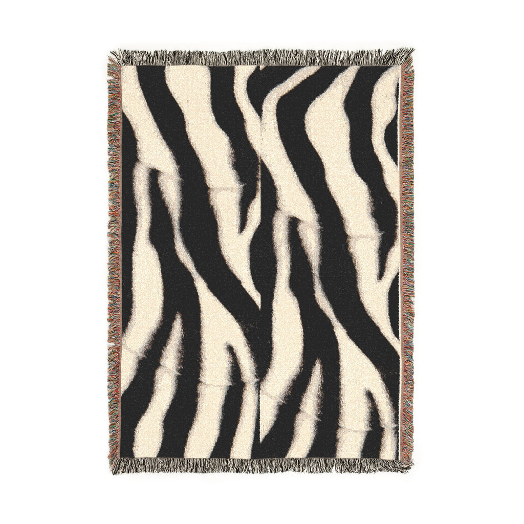Zebra Print Woven Throw Blanket — Cozy Animal-Print Decor