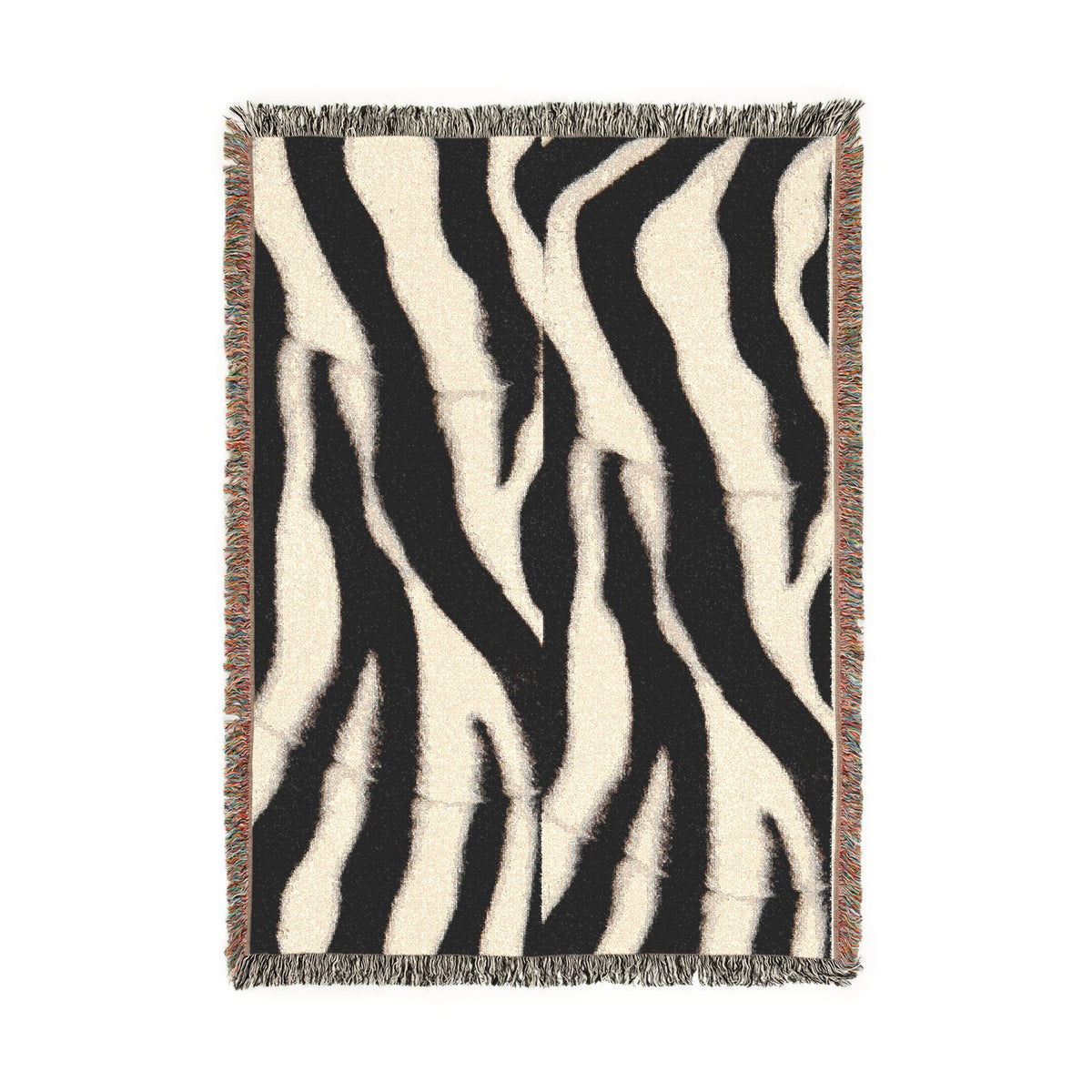 Zebra Print Woven Throw Blanket — Cozy Animal-Print Decor