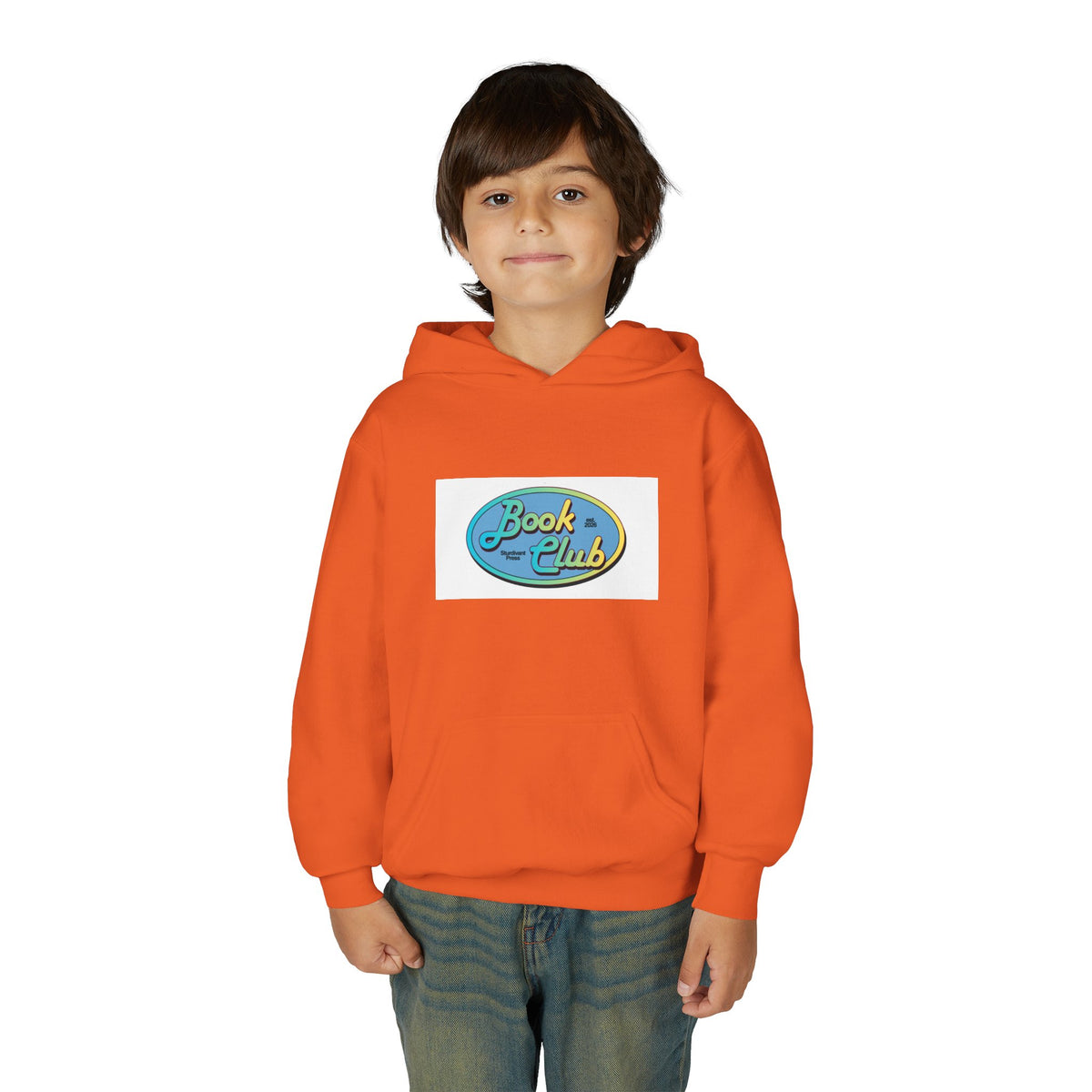 Youth Hoodie — 'Book Club' Front Logo & 'Grow In Peace' Botanical Back Graphic