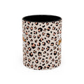 Leopard Print Accent Coffee Mug — Pink & Black Animal Pattern (11/15 oz)