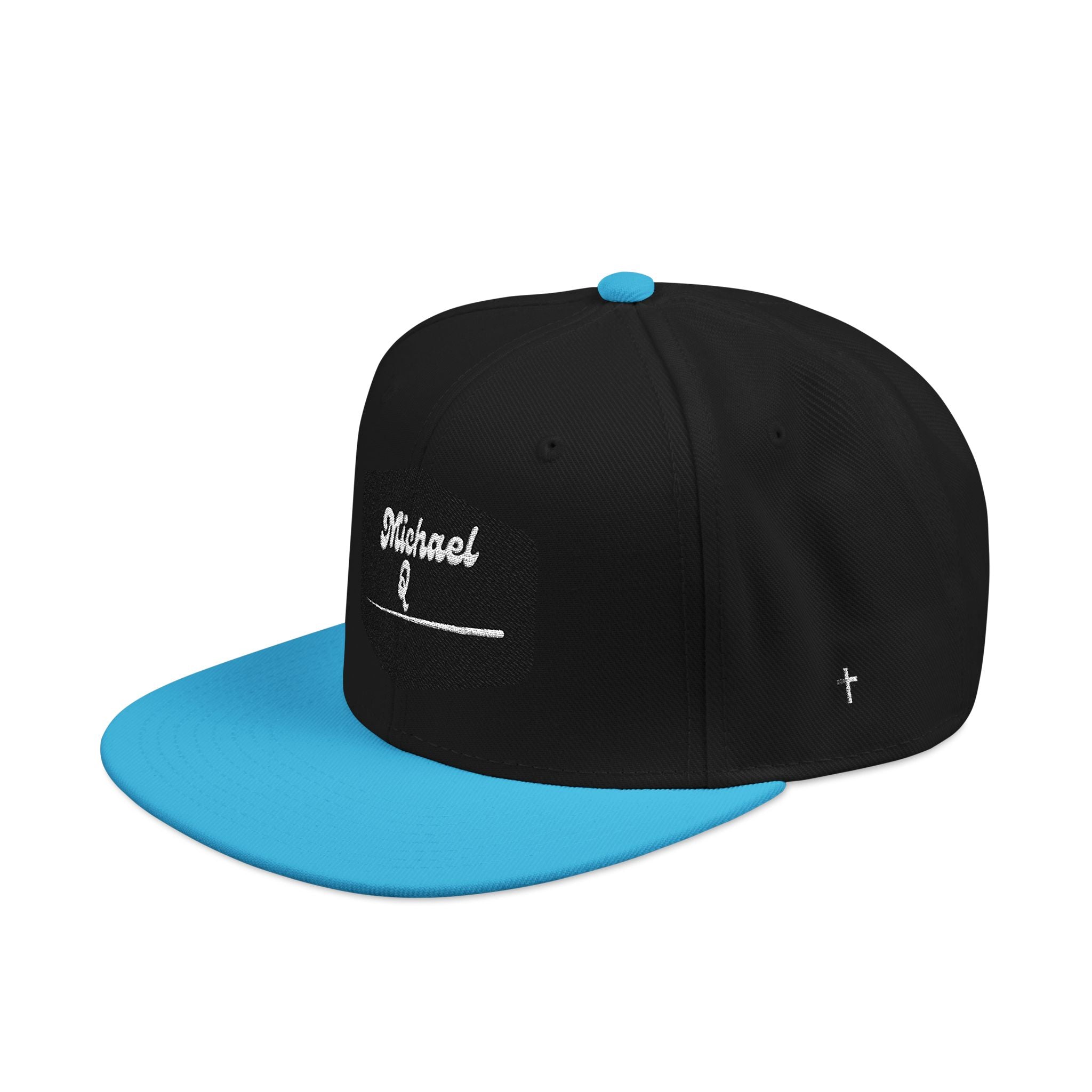 Embroidered 'Stoked' Snapback Hat — Black & Charcoal Skate Cap