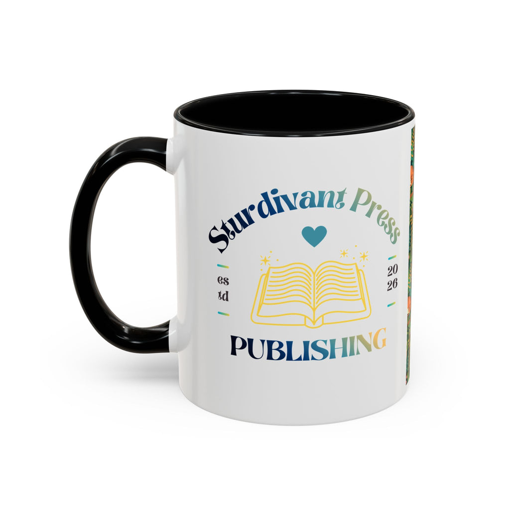 Tropical Jungle Animal Accent Coffee Mug — Colorful Parrot, Tiger & Leopard Pattern (11/15 oz)