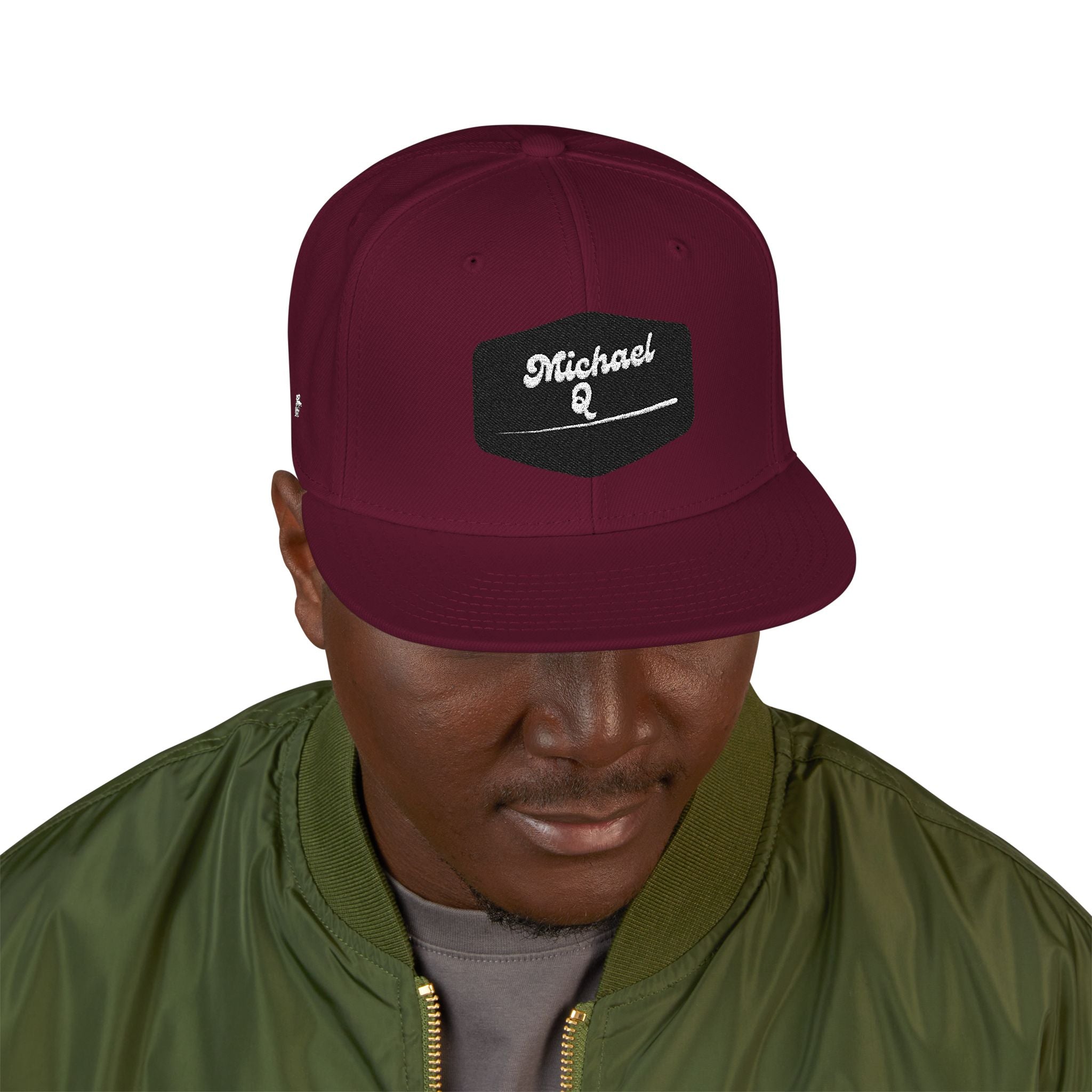 Embroidered 'Stoked' Snapback Hat — Black & Charcoal Skate Cap