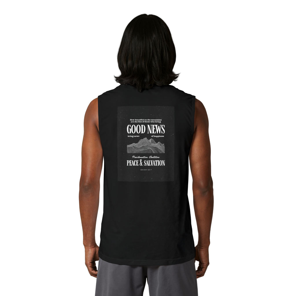Muscle Tank — "Good News: Peace & Salvation" Graphic World Map Tee